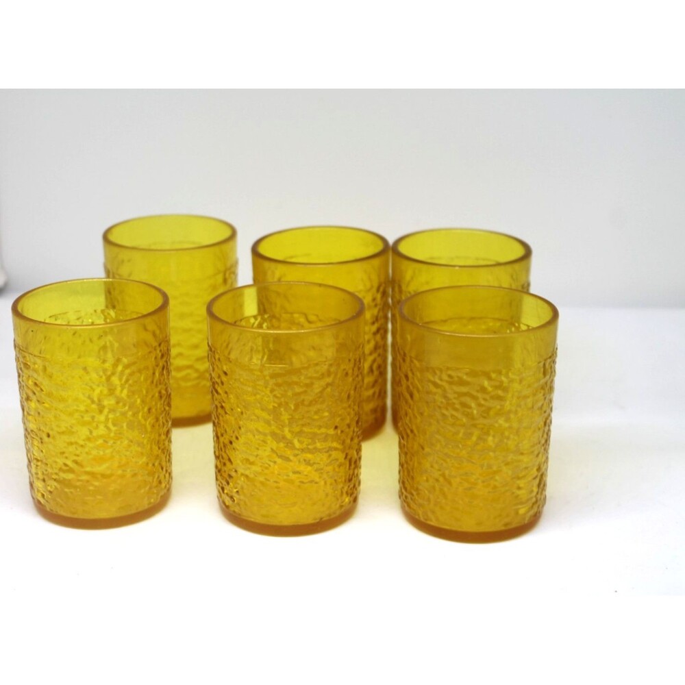 Restaurant Hard Plastic 5oz. Amber Juice Glasses Set of 6 Continental #3505